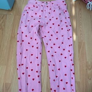 SHEIN pink heart jeans